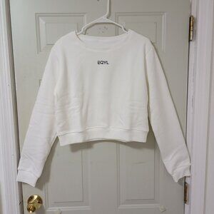 EQYL Sweatshirt Crop White Crewneck  Sise XL Womens Sport Sporty NWT
